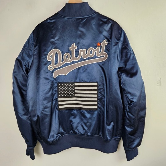 Stall & Dean Detroit Stars Negro League‎ Bomber Jacket XL Blue Satin Baseball - Picture 6 of 9